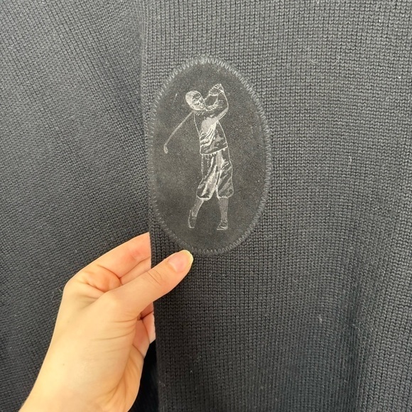 Bobby Jones collection black logo front golf merino wool sweater large - Picture 4 of 8